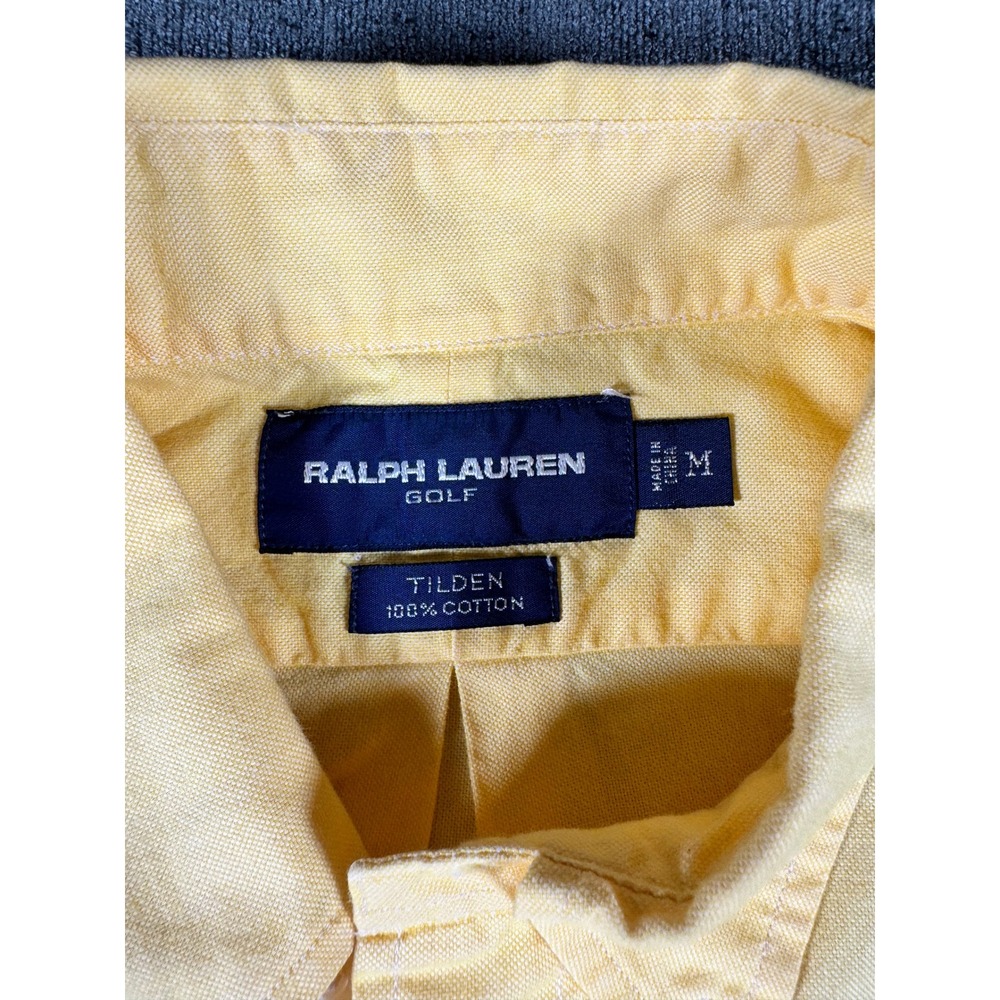 Ralph Lauren Golf Mens Tilden Yellow Cotton Oxford Short Sleeve Shirt Size M - Picture 5 of 12